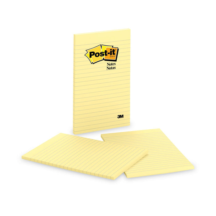Post-it Original Pads in Canary Yellow, Note Ruled, 5" x 8", 50 Sheets/Pad, 2 Pads/Pack