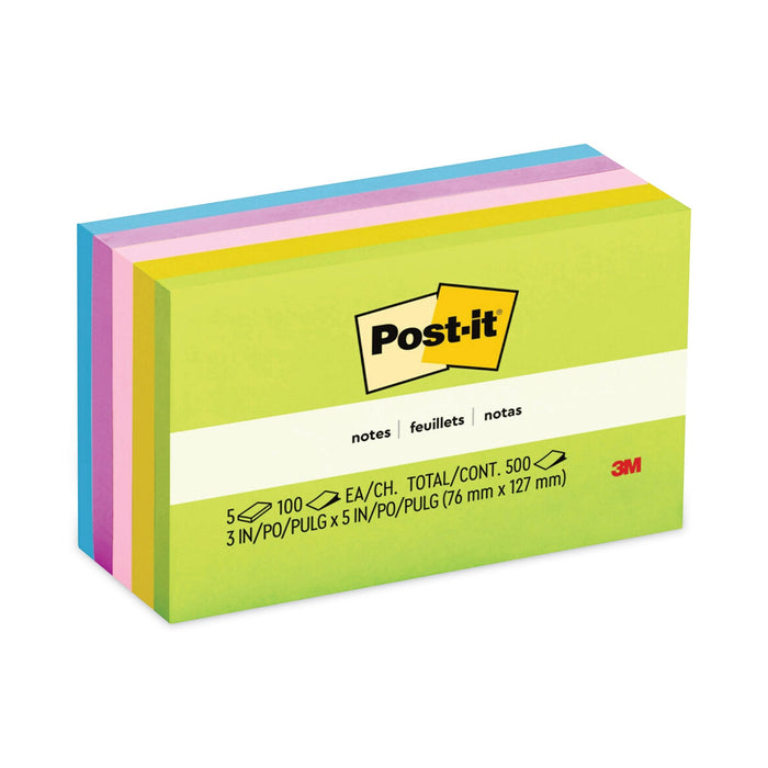 Post-it Original Pads in Floral Fantasy Collection Colors, 3" x 5", 100 Sheets/Pad, 5 Pads/Pack
