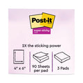 Post-it Pads in Playful Primary Collection Colors, Note Ruled, 4" x 6", 90 Sheets/Pad, 3 Pads/Pack