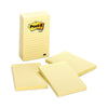 Post-it Original Pads in Canary Yellow, Note Ruled, 4" x 6", 100 Sheets/Pad, 5 Pads/Pack