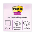 Post-it Pads in Supernova Neon Collection Colors, Note Ruled, 4" x 4", 90 Sheets/Pad, 6 Pads/Pack