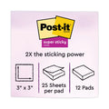 Post-it Full Stick Notes, 3" x 3", Electric Yellow, 25 Sheets/Pad, 12 Pads/Pack