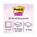 Post-it Pads in Supernova Neon Collection Colors, 3" x 3", 90 Sheets/Pad, 12 Pads/Pack
