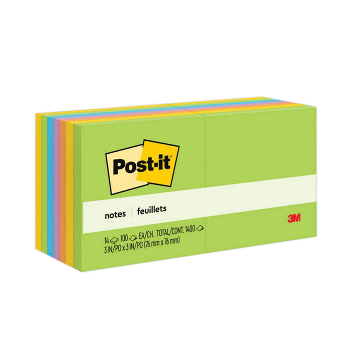 Post-it Original Pads in Floral Fantasy Collection Colors, Value Pack, 3" x 3", 100 Sheets/Pad, 14 Pads/Pack