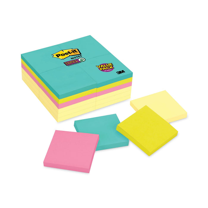 Post-it Self-Stick Notes Office Pack, 3" x 3", Supernova Neons Collection Colors, 90 Sheets/Pad, 24 Pads/Pack
