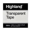 Highland Transparent Tape, 1" Core, 0.5" x 36 yds, Clear