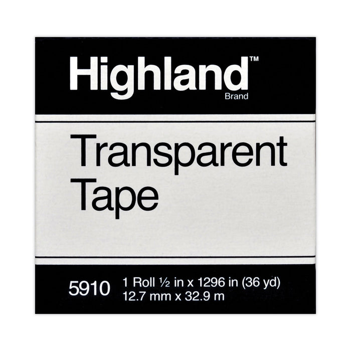 Highland Transparent Tape, 1" Core, 0.5" x 36 yds, Clear
