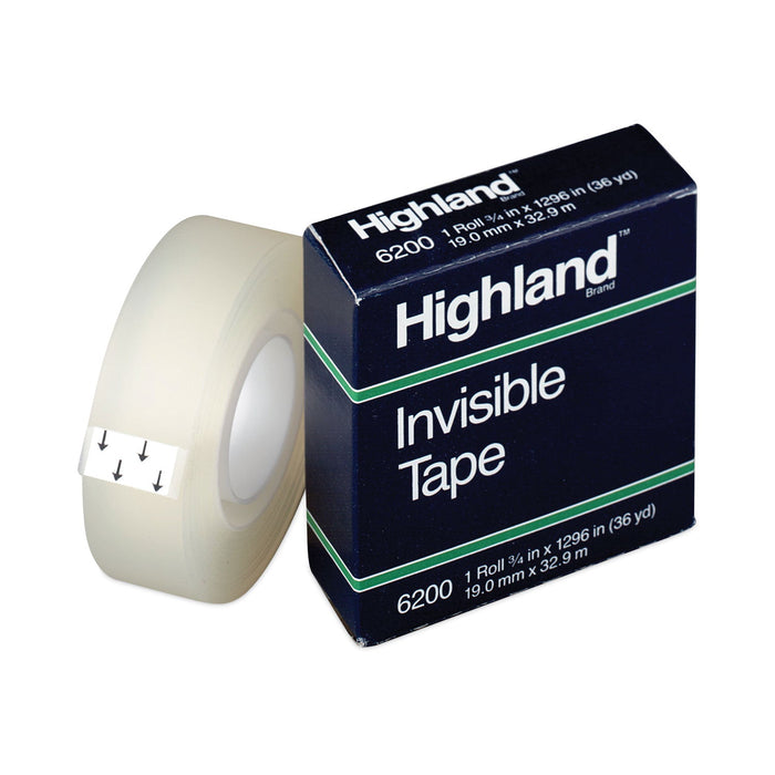 Highland Invisible Permanent Mending Tape, 1" Core, 0.75" x 36 yds, Clear