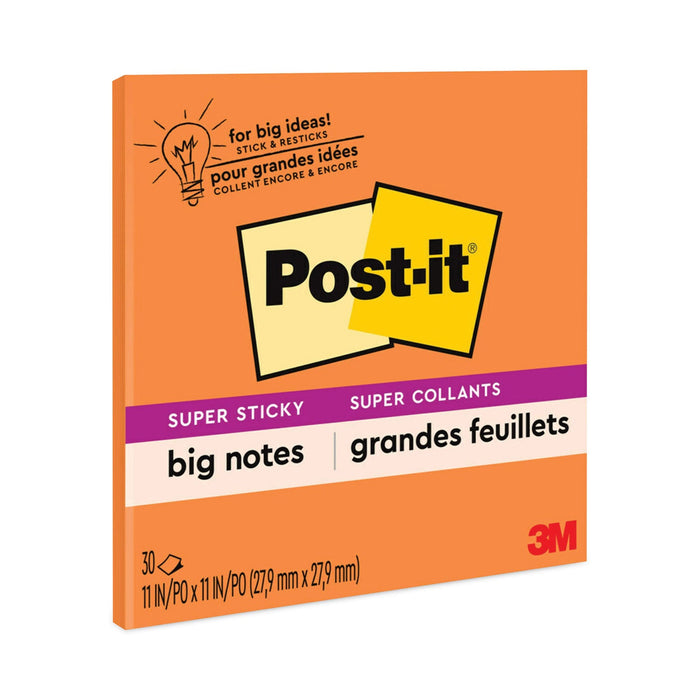 Post-it Big Notes, Unruled, 11 x 11, Orange, 30 Sheets