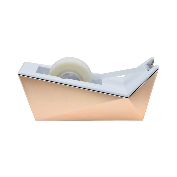 Scotch Facet Design One-Handed Dispenser with One Roll of Tape, 1" Core, Plastic, Copper