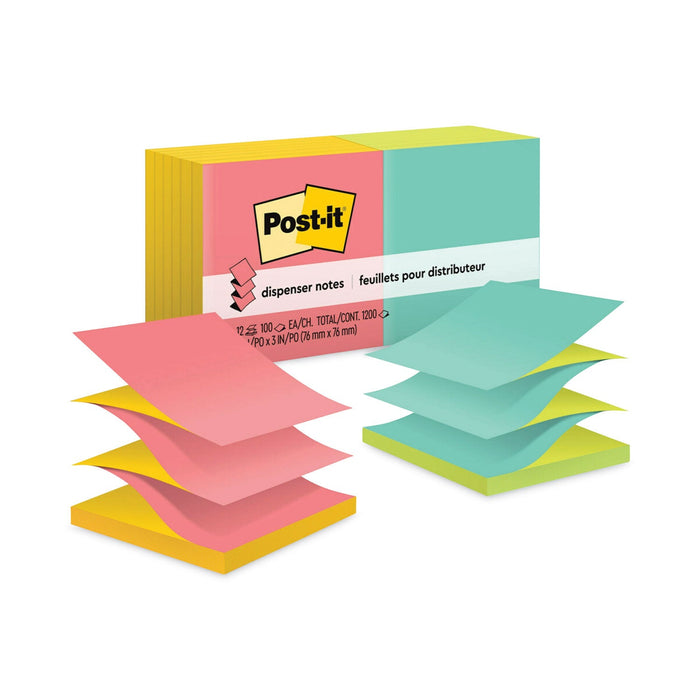 Post-it Original Pop-up Refill, Poptimistic Collection Alternating-Color Value Pack, 3" x 3", 100 Sheets/Pad, 12 Pads/Pack