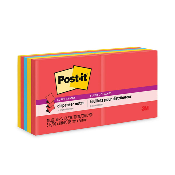 Post-it Pop-up 3 x 3 Note Refill, 3" x 3", Playful Primaries Collection Colors, 90 Sheets/Pad, 10 Pads/Pack