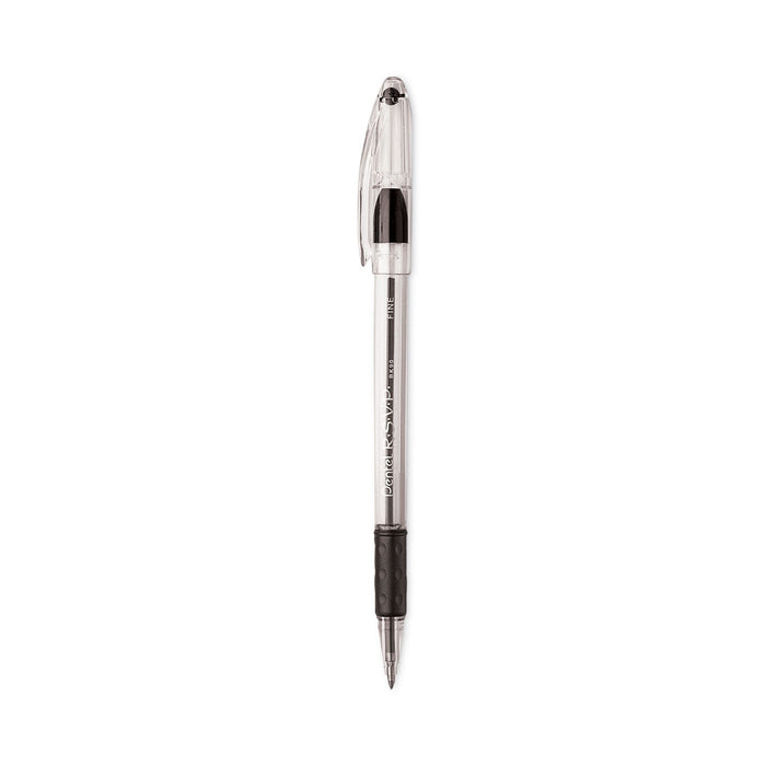 Pentel R.S.V.P. Ballpoint Pen Value Pack, Stick, Fine 0.7 mm, Black Ink, Clear/Black Barrel, 24/Pack
