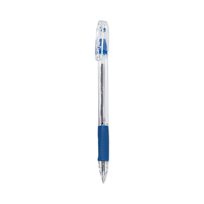 Pilot EasyTouch Ballpoint Pen, Stick, Fine 0.7 mm, Blue Ink, Clear Barrel, Dozen