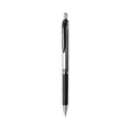 uniball Signo Gel Pen, Retractable, Medium 0.7 mm, Black Ink, Black/Metallic Accents Barrel, Dozen