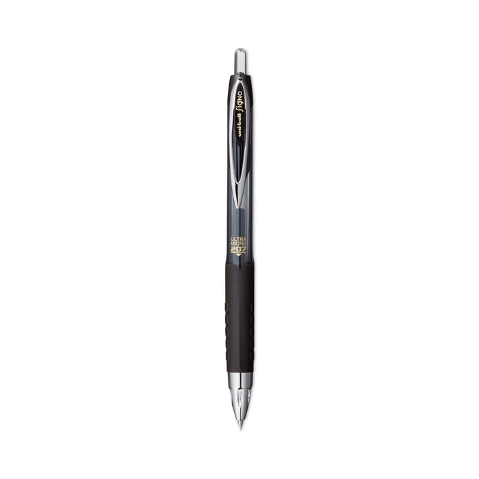 uniball 207 Signo Gel Ultra Micro Gel Pen, Retractable, Extra-Fine 0.38 mm, Black Ink, Smoke Barrel