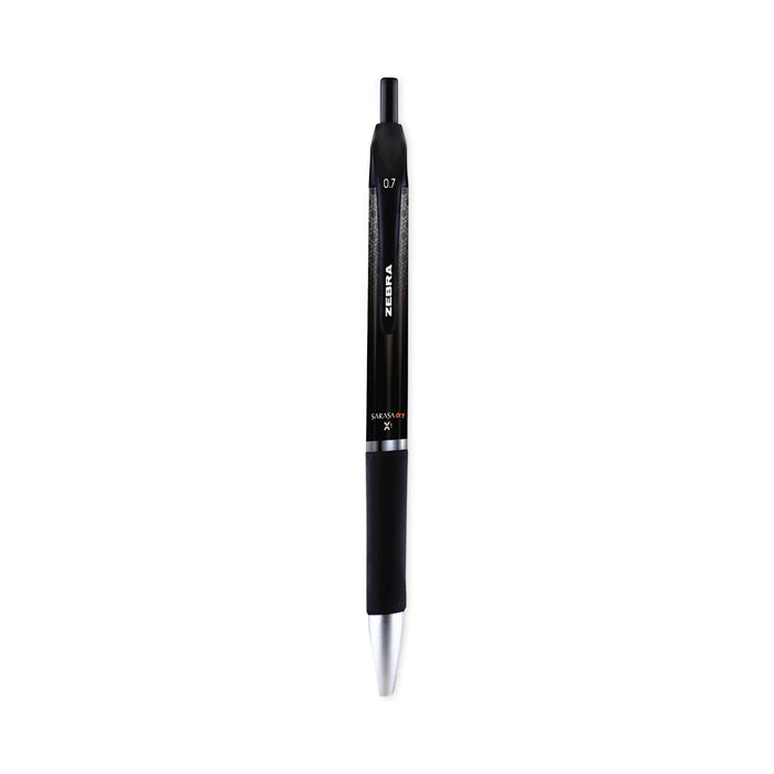 Zebra Sarasa Dry Gel X1 Gel Pen, Retractable, Medium 0.7 mm, Black Ink, Black Barrel, 12/Pack