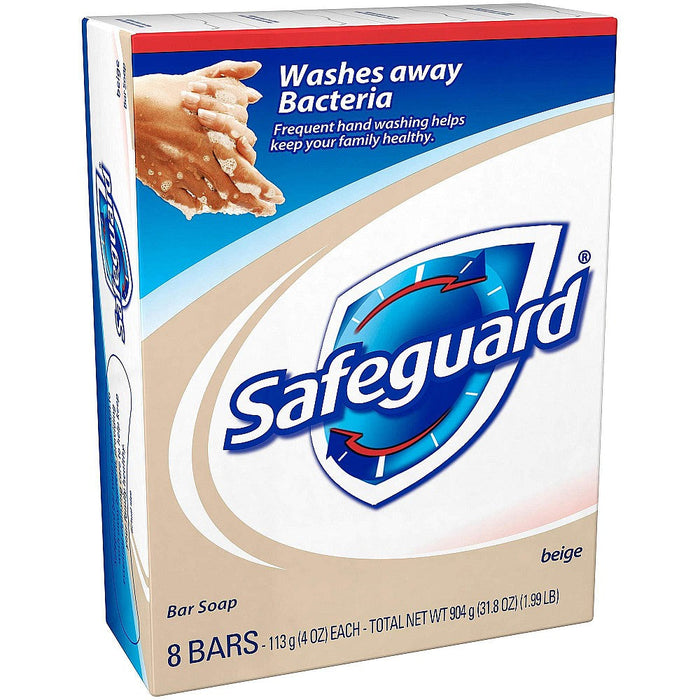 Safeguard Antibacterial Bar Soap, Beige Scent, 4 oz Bars (8 Count Pack) by Pasteur Pharmacy