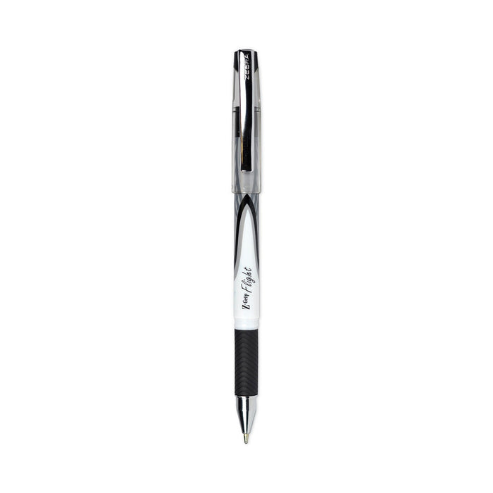 Zebra Z-Grip Flight Ballpoint Pen, Stick, Bold 1.2 mm, Black Ink, White/Black Fashion Accents Barrel, 12/Pack