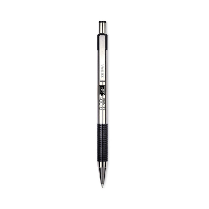 Zebra G-301 Gel Pen, Retractable, Medium 0.7 mm, Black Ink, Stainless Steel/Black Barrel