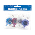 Advantus Translucent Retractable ID Card Reel, 30" Extension, Assorted Colors, 4/Pack