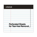 Universal Premium Ruled Writing Pads with Heavy-Duty Back, Wide/Legal Rule, Black Headband, 50 White 8.5 x 11 Sheets, 6/Pack