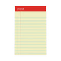 Universal Perforated Ruled Writing Pads, Narrow Rule, Red Headband, 50 Canary-Yellow 5 x 8 Sheets, Dozen