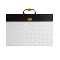 U Brands Expanding File Box, 5.25" Expansion, 19 Sections, Twist-Lock Latch Closure, 2/5-Cut Tabs, Letter Size, White/Black/Gold