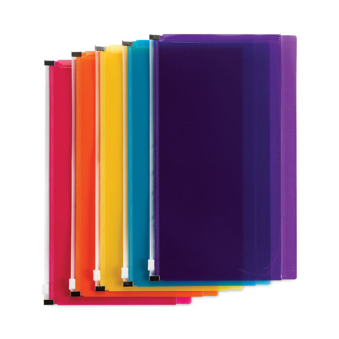 Smead Self-Adhesive Poly Zip Pouch, 6 x 11.25, Assorted Colors, 5/Pack