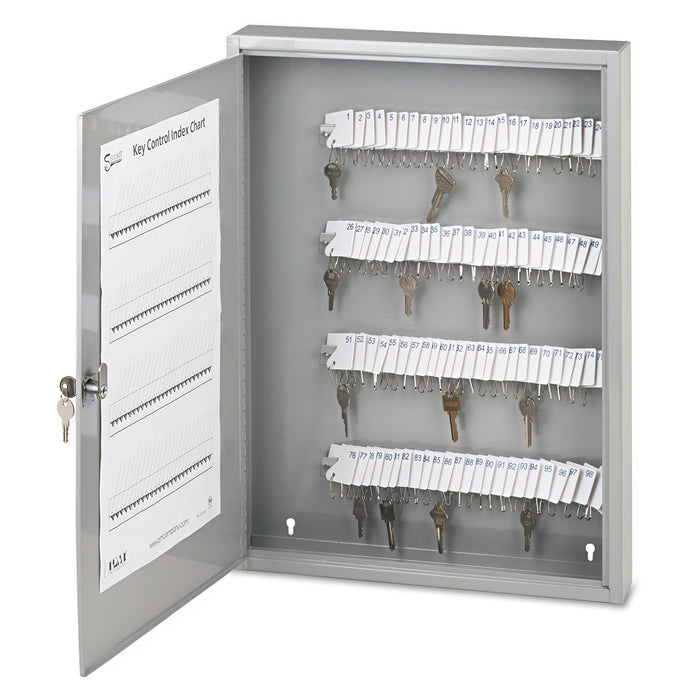 SecurIT Locking Key Cabinet, 100-Key, Steel, Gray, 16.5 x 3 x 22.5