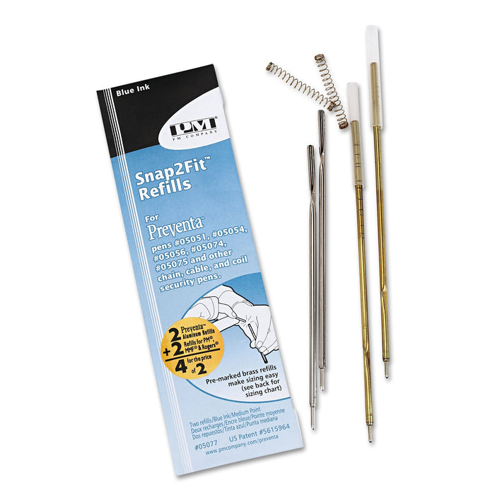 Iconex Refill for Preventa, MMF Kable and Sentry Counter Pens, Medium Conical Tip, Blue Ink, 2/Pack