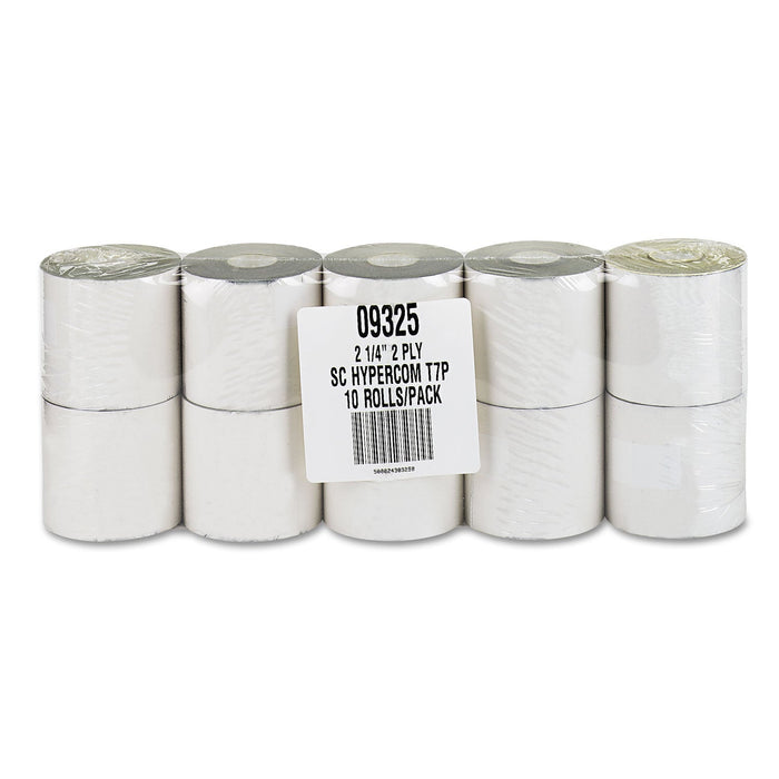 Iconex Impact Printing Carbonless Paper Rolls, 2.25" x 70 ft, White/Canary, 10/Pack