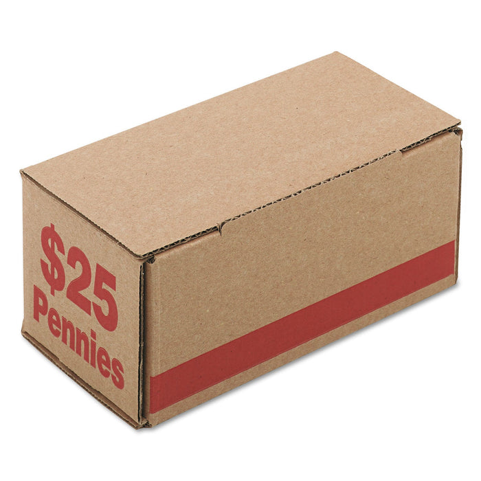 Iconex Corrugated Cardboard Coin Storage with Denomination Printed On Side, 8.5 x 4.38 x 3.63, Red