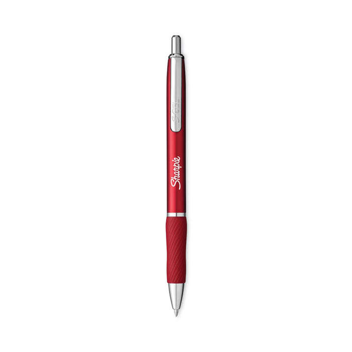 Sharpie S-Gel Premium Metal Barrel Gel Pen, Retractable, Medium 0.7 mm, Black Ink, Red Barrel, 4/Pack