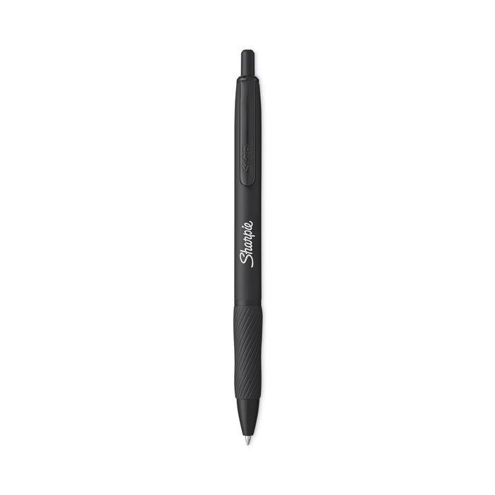 Sharpie S-Gel Premium Metal Barrel Gel Pen, Retractable, Medium 0.7 mm, Black Ink, Black Barrel, Dozen