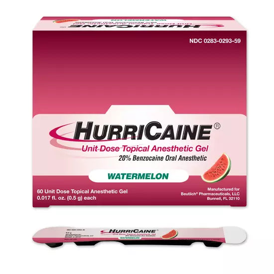Hurricaine Topical Anesthetic Gel 20% Watermelon 60 x 0.5g Unit Dose by Pasteur Pharmacy