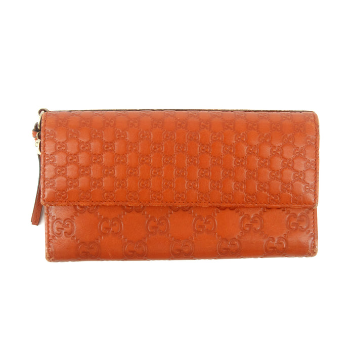 Gucci Orange Micro Guccisima Interlocking G Leather Long Wallet #7699 by Bolt Boutique