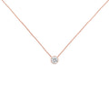 2 Micron 14K Rose Gold Plated Sterling Silver Bezel-Set Diamond Solitaire Pendant Necklace (1/3 cttw, H-I Color, I1-I2 Clarity) by Bids.com