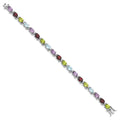 Genuine Multiple Gemstone Link Bracelet Silver by Fine Color Jewels