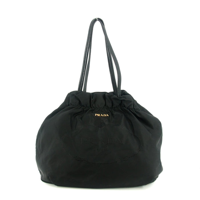 Prada Black Tessuto Nylon x Leather Shoulder Bag #7704 by Bolt Boutique