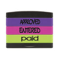 Trodat Interlocking Stack Stamp, APPROVED, ENTERED, PAID, 1.81" x 0.63", Assorted Fluorescent Ink