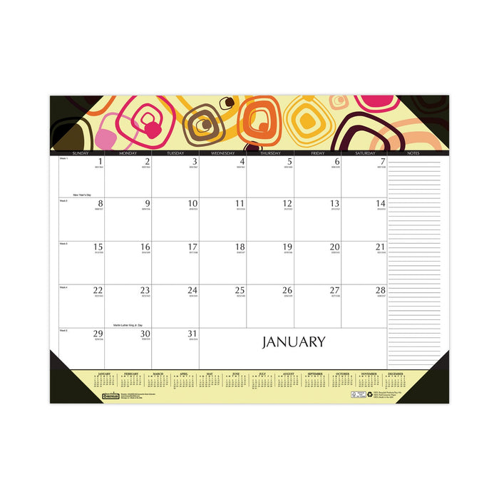 House of Doolittle Recycled Desk Pad Calendar, Geometric Artwork, 22 x 17, White Sheets, Black Binding/Corners,12-Month (Jan to Dec): 2023