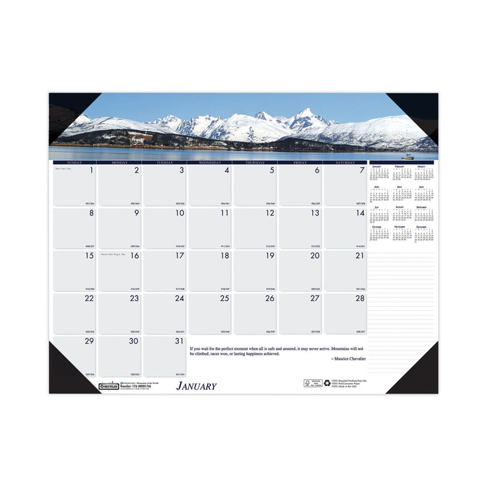 House of Doolittle Earthscapes Recycled Monthly Desk Pad Calendar, Mountains of the World Photos, 22 x 17, Black Corners,12-Month(Jan-Dec): 2023