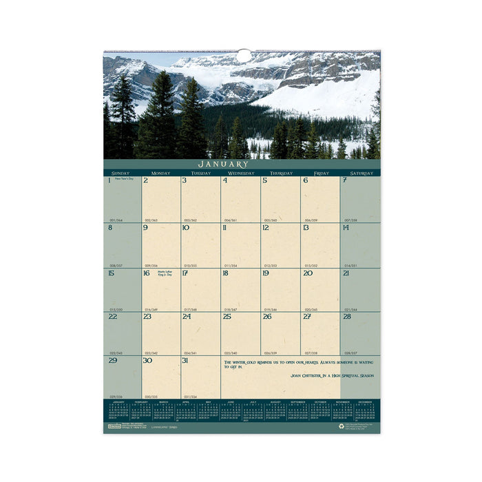 House of Doolittle Earthscapes Recycled Monthly Wall Calendar, Color Landscape Photography, 12 x 16.5, White Sheets, 12-Month (Jan-Dec): 2023
