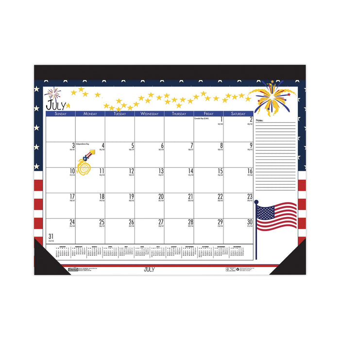 House of Doolittle Recycled Academic Year Desk Pad Calendar, Earthscapes Seasonal Artwork, 22 x 17, Black Binding, 12-Month (July-June): 2022-23
