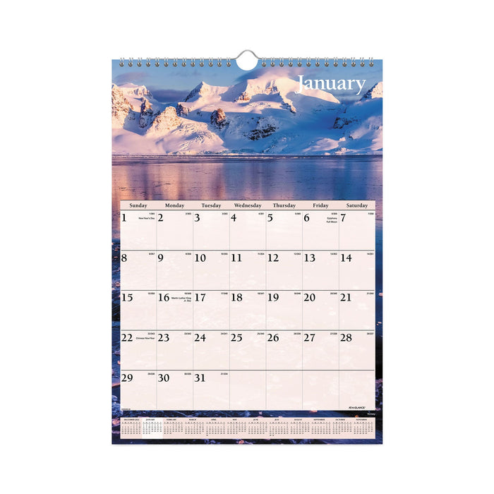 AT-A-GLANCE Scenic Monthly Wall Calendar, Scenic Landscape Photography, 12 x 17, White/Multicolor Sheets, 12-Month (Jan to Dec): 2023