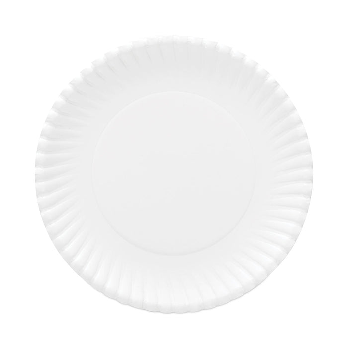 AJM Packaging Corporation Gold Label Coated Paper Plates, 9" dia, White, 120/Pack, 8 Packs/Carton
