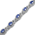 Oval Violet Tanzanite Prong Silver Halo XO Tennis Bracelet by Fine Color Jewels