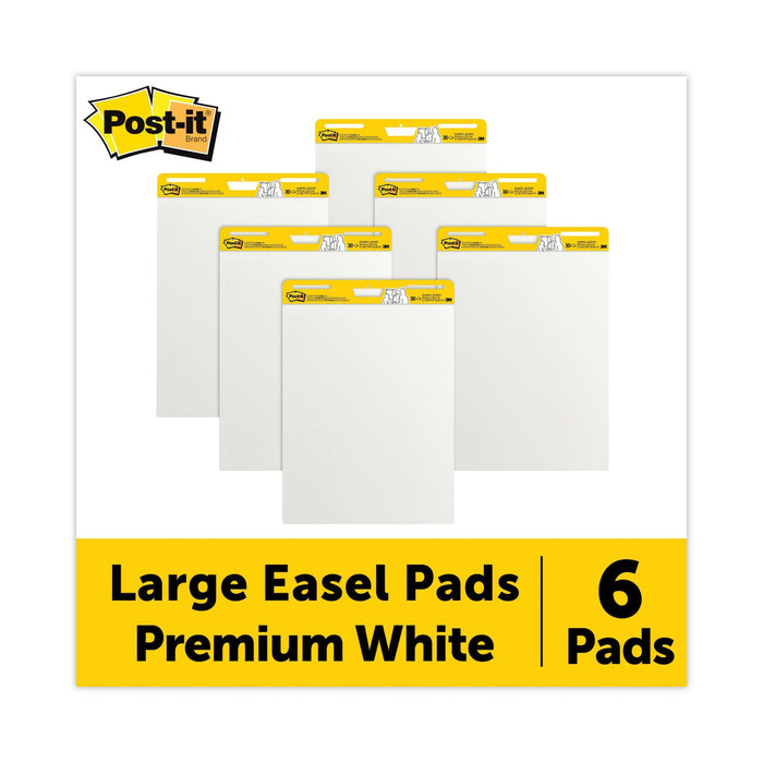 Post-it Vertical-Orientation Self-Stick Easel Pad Value Pack, Unruled, 25 x 30, White, 30 Sheets, 6/Carton