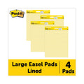 Post-it Vertical-Orientation Self-Stick Easel Pad Value Pack, Presentation Format (1.5" Rule), 25 x 30, Yellow, 30 Sheets, 4/Carton